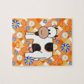 Puzles Koe Oranje Chevron Blue Stars Legpuzzel (Horizontaal)