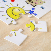 Puzles Koe Sun Clouds Blue Stars Legpuzzel (Zijkant)