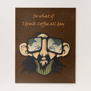 Puzles Man Glasses Koffie Legpuzzel