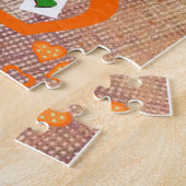 Puzles Oranje Hearts Pattern Legpuzzel (Zijkant)