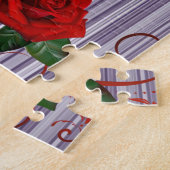 Puzles Paarse Floral Red Rose Angel Teddy Bear Legpuzzel (Zijkant)