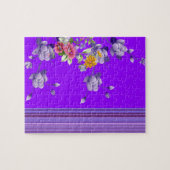 Puzles Paarse Stripes Floral Flowers Legpuzzel (Horizontaal)
