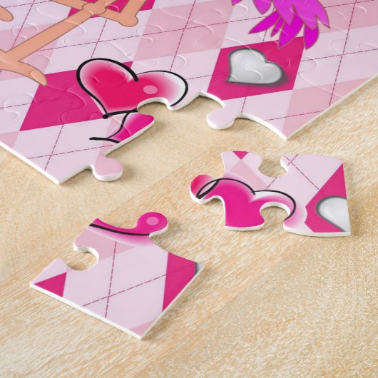 Puzles Pink Flamingo Fairy Rainbow Sun Legpuzzel (Zijkant)