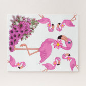 Puzles Pink Flamingo Floral Legpuzzel (Horizontaal)