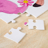 Puzles Pink Flamingo Floral Legpuzzel (Zijkant)