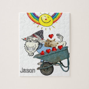 Puzles Rainbow Goat Kitten Red Hearts Legpuzzel