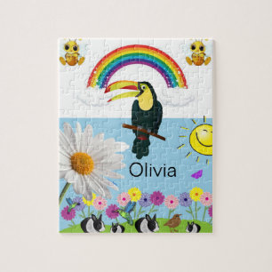 Puzles Rainbow Parrots Rabbits Sun Floral Legpuzzel