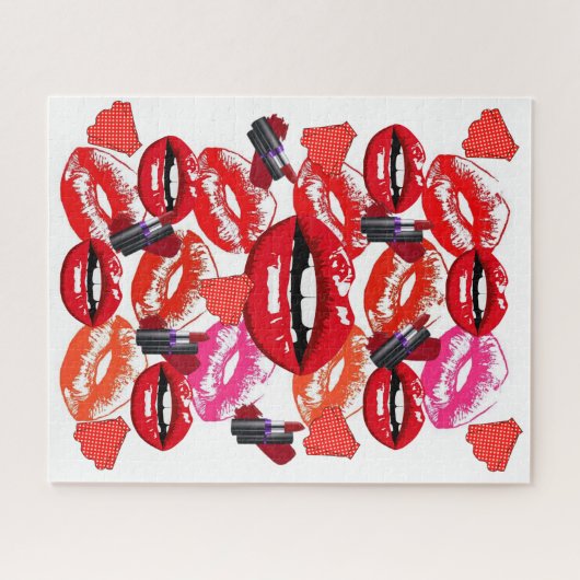 Puzles Red Lipstick Makeup Licht Legpuzzel (Horizontaal)