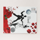 Puzles Red Rose Floral Dice Legpuzzel (Horizontaal)