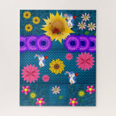 Puzles Red Rose Floral Penguin Blue Legpuzzel (Verticaal)