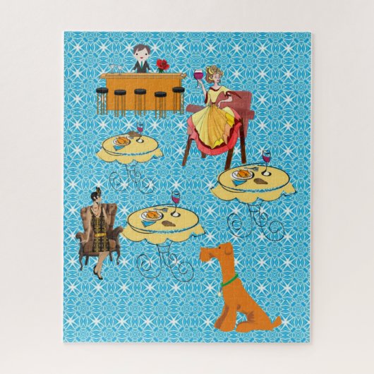 Puzles Retro Woman Dinning Legpuzzel (Verticaal)