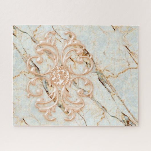 Puzles Roos Marble Floral Legpuzzel (Horizontaal)