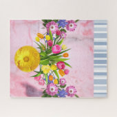 Puzles roze marmer Floral Flowers Stripe Grey Legpuzzel (Horizontaal)