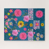 Puzles roze roze roze Floral Blue Butterfly Legpuzzel (Horizontaal)