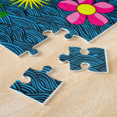 Puzles roze roze roze Floral Blue Butterfly Legpuzzel (Zijkant)