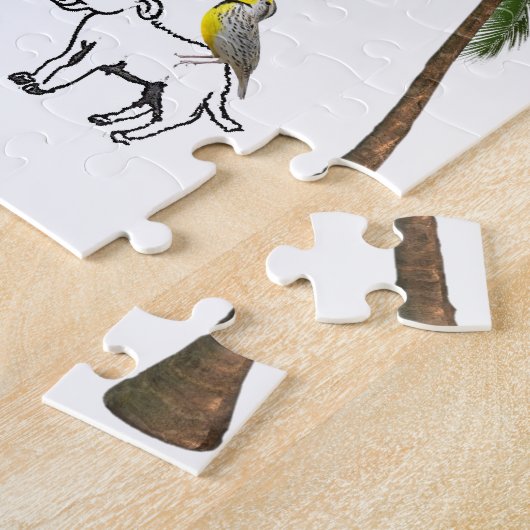 Puzles Sheep Clouds Floral Palm Tree Legpuzzel (Zijkant)
