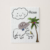Puzles Sheep Clouds Floral Palm Tree Legpuzzel (Verticaal)