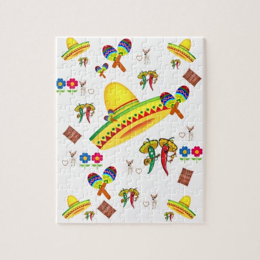 Puzles Sombrero Hot Peppers Dog Floral Legpuzzel (Verticaal)