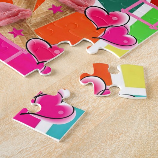 Puzles Strawberry Ice Cream Abstracte roze harten Legpuzzel (Zijkant)