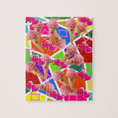 Puzles Strawberry Ice Cream Abstracte roze harten Legpuzzel (Verticaal)