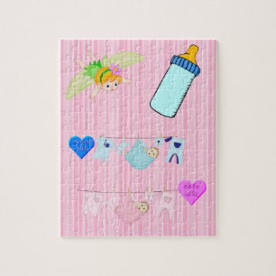 Puzles Stripe Baby Girl Roze Legpuzzel