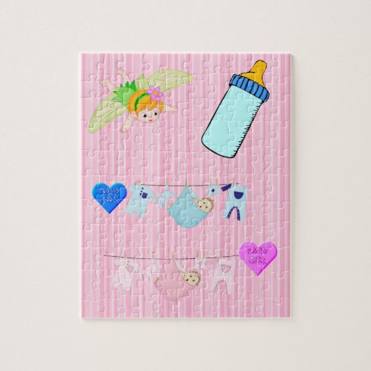 Puzles Stripe Baby Girl Roze Legpuzzel (Verticaal)