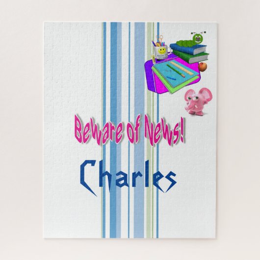 Puzles Stripe Beware of News, School Legpuzzel (Verticaal)
