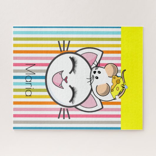 Puzles Stripe Cat Mouse Kaas Legpuzzel (Horizontaal)