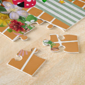 Puzles Stripe Floral Flowers Legpuzzel (Zijkant)