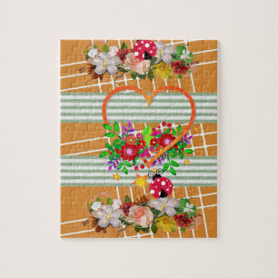Puzles Stripe Floral Flowers Legpuzzel