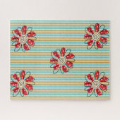 Puzles Stripe Red Gold Flowers Floral Legpuzzel (Horizontaal)