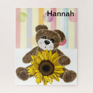 Puzles Teddy Bear Pastel Stripes Sunflower Legpuzzel