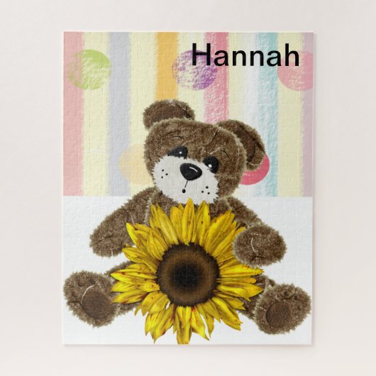 Puzles Teddy Bear Pastel Stripes Sunflower Legpuzzel (Verticaal)
