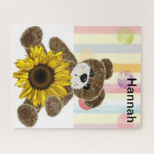 Puzles Teddy Bear Pastel Stripes Sunflower Legpuzzel (Horizontaal)