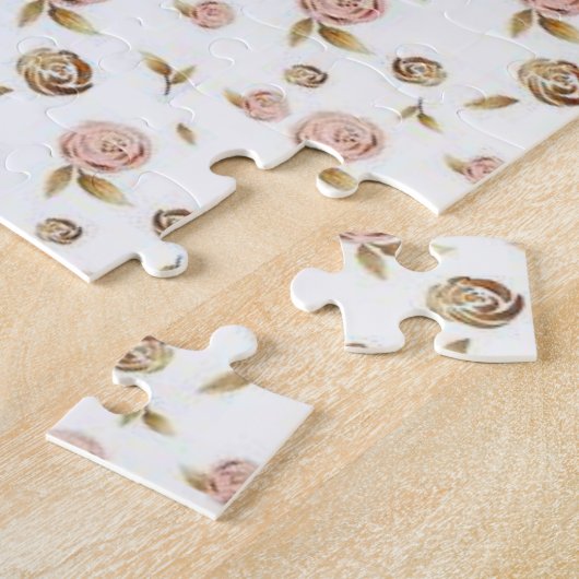 Puzles Victoriaans Roze Rose Petals Floral Legpuzzel (Zijkant)