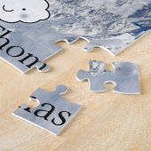 Puzles White en Black Penguin Skiing Clouds Legpuzzel (Zijkant)