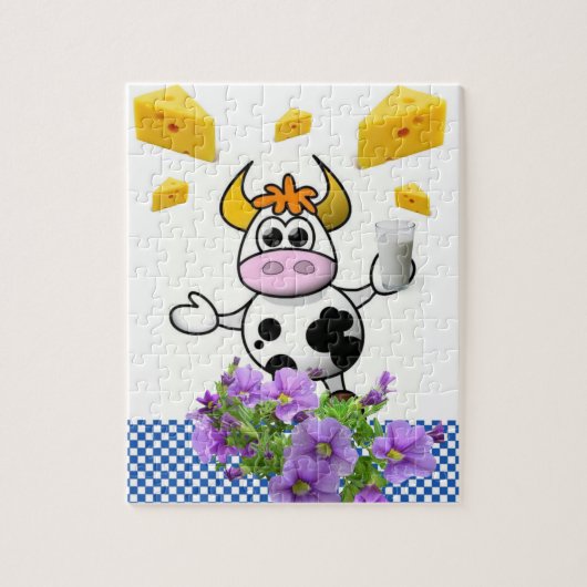 Puzles White en Blue Pset Koe Milk Cheese Legpuzzel (Verticaal)