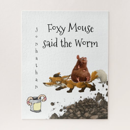Puzles White Fox Mouse Worm Legpuzzel (Verticaal)