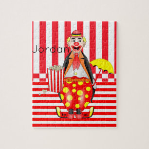 Puzles White Red Stripe Clown Popcorn Legpuzzel