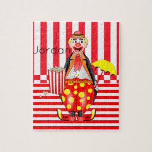 Puzles White Red Stripe Clown Popcorn Legpuzzel