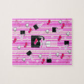 Puzles White roze stripes Nail Poland Hearts Legpuzzel (Horizontaal)