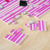 Puzles White roze stripes Nail Poland Hearts Legpuzzel (Zijkant)