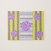 Puzles Yellow Paarse Stripe Purple Flowers Legpuzzel (Horizontaal)