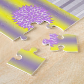 Puzles Yellow Paarse Stripe Purple Flowers Legpuzzel (Zijkant)