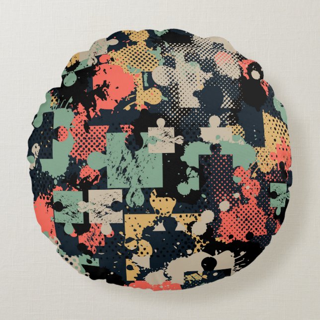 Puzzel Abstract: Creative  Naadloos. Rond Kussen (Voorkant)