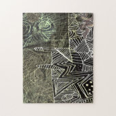puzzel " Abstract met de wolf " Legpuzzel (Verticaal)