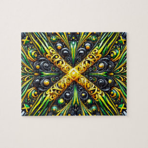 Puzzel abstract modern design Jamaicaanse kleuren Legpuzzel