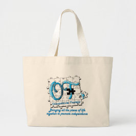 puzzel aqua grote tote bag