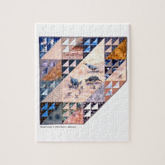 puzzel - art quilt Quail Covey (Verticaal)