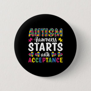 Puzzel Autisme Bewustzijn Aanvaard Begrijp Liefde Ronde Button 5,7 Cm